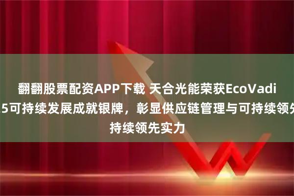 翻翻股票配资APP下载 天合光能荣获EcoVadis 2025可持续发展成就银牌，彰显供应链管理与可持续领先实力