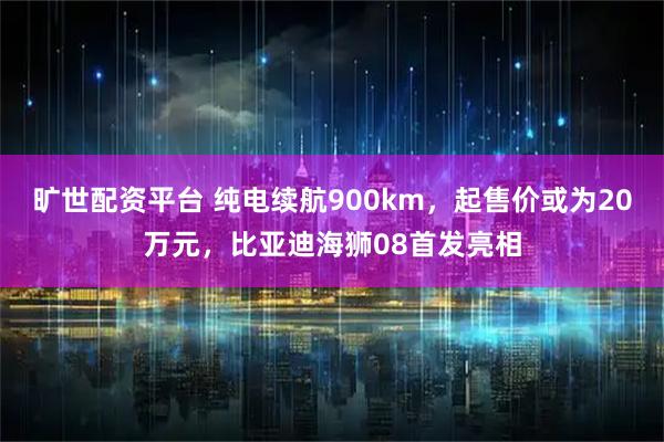旷世配资平台 纯电续航900km，起售价或为20万元，比亚迪海狮08首发亮相